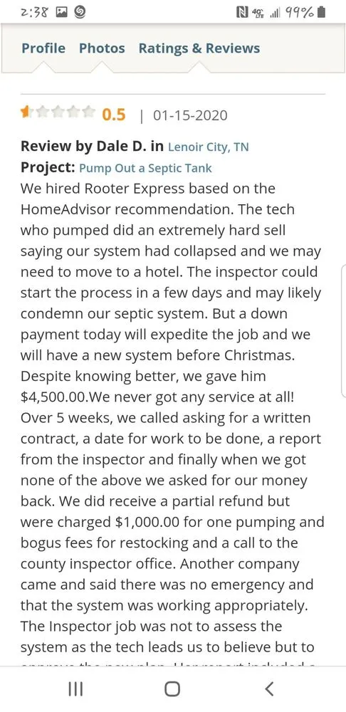 Slide of Rooter Express SC