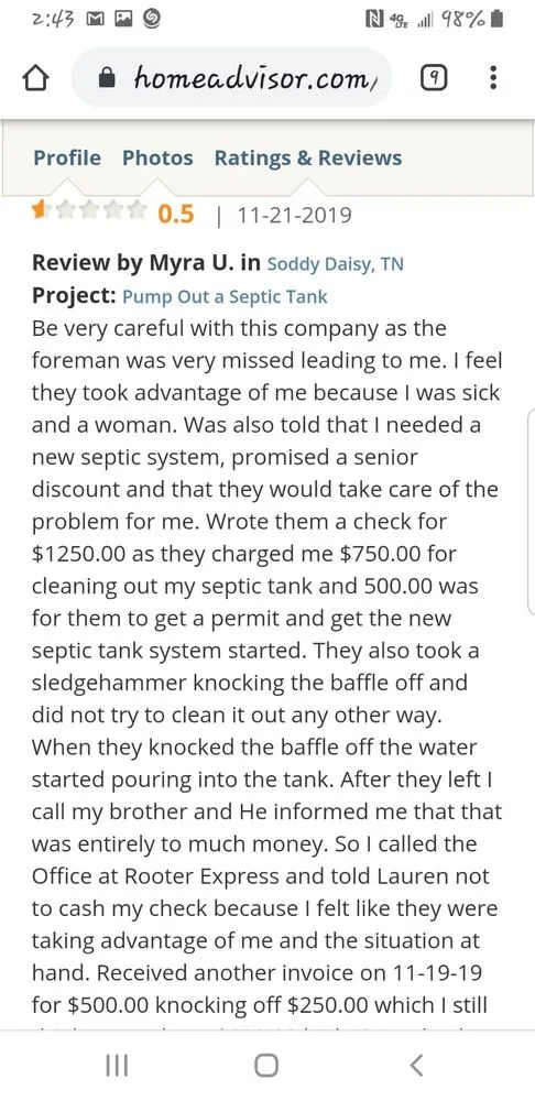 Slide of Rooter Express SC