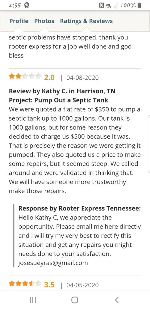 Slide of Rooter Express SC