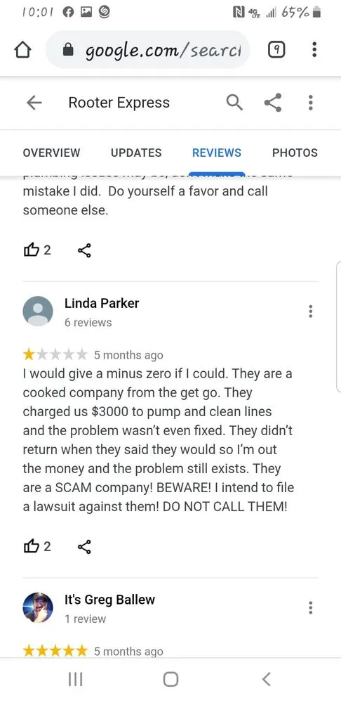 Slide of Rooter Express SC