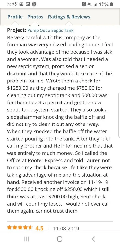 Slide of Rooter Express SC