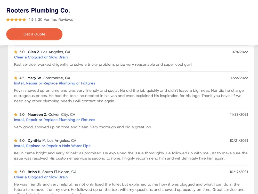 Slide of Rooters Plumbing