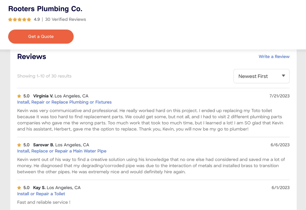 Slide of Rooters Plumbing