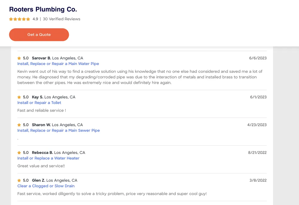 Slide of Rooters Plumbing