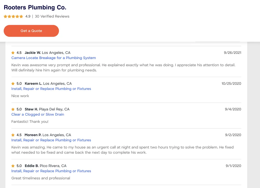 Slide of Rooters Plumbing