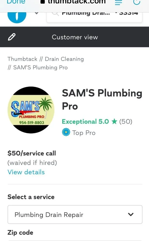 Slide of SAM'S Plumbing Pro