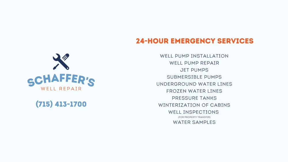 Quality emergency plumbing in Mason, WI by Schaffer's Well Repair