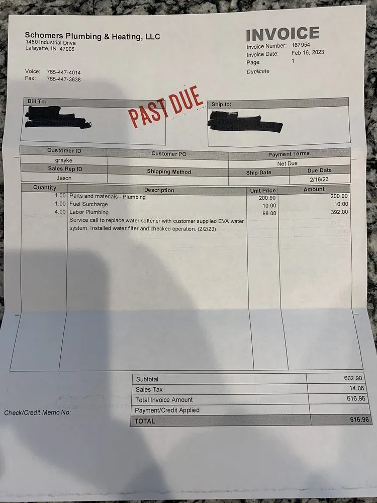 Slide of Schomers Plumbing, Heating & Air Conditioning