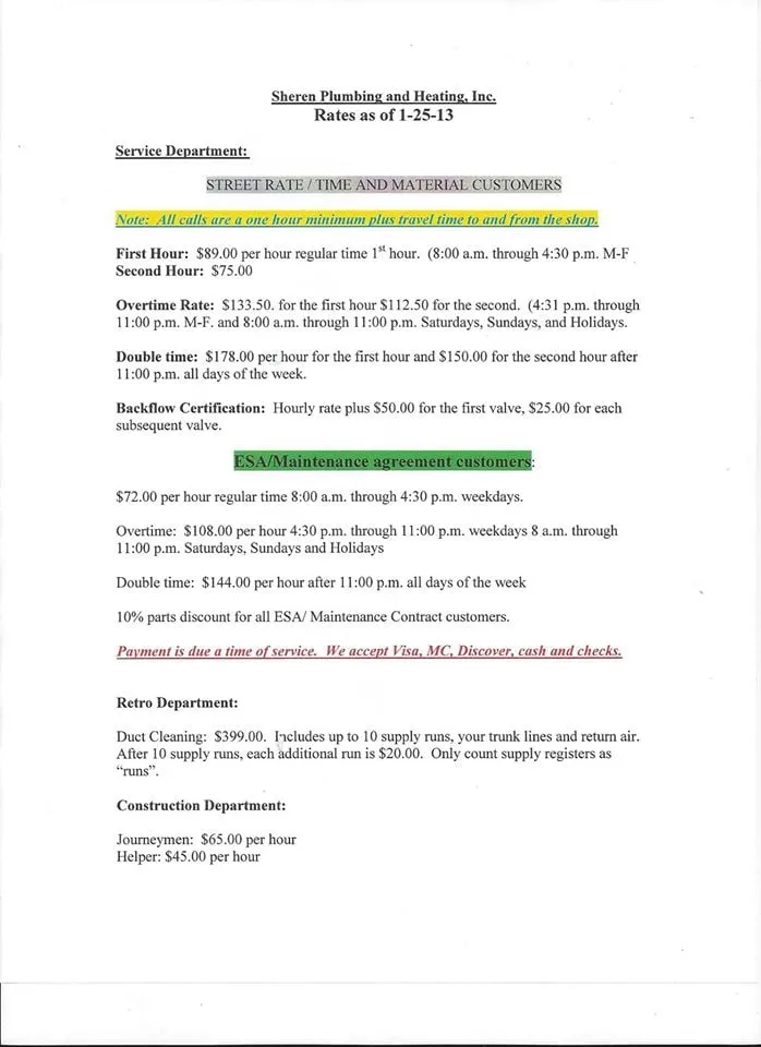 Slide of Sheren Plumbing, Heating and Cooling