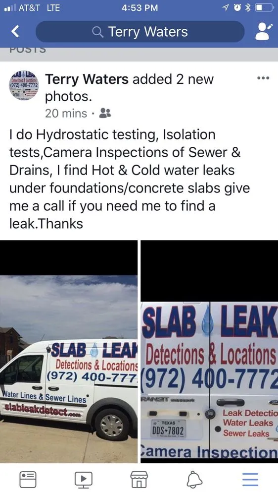 Slide of Slab Leak Detections & Locations