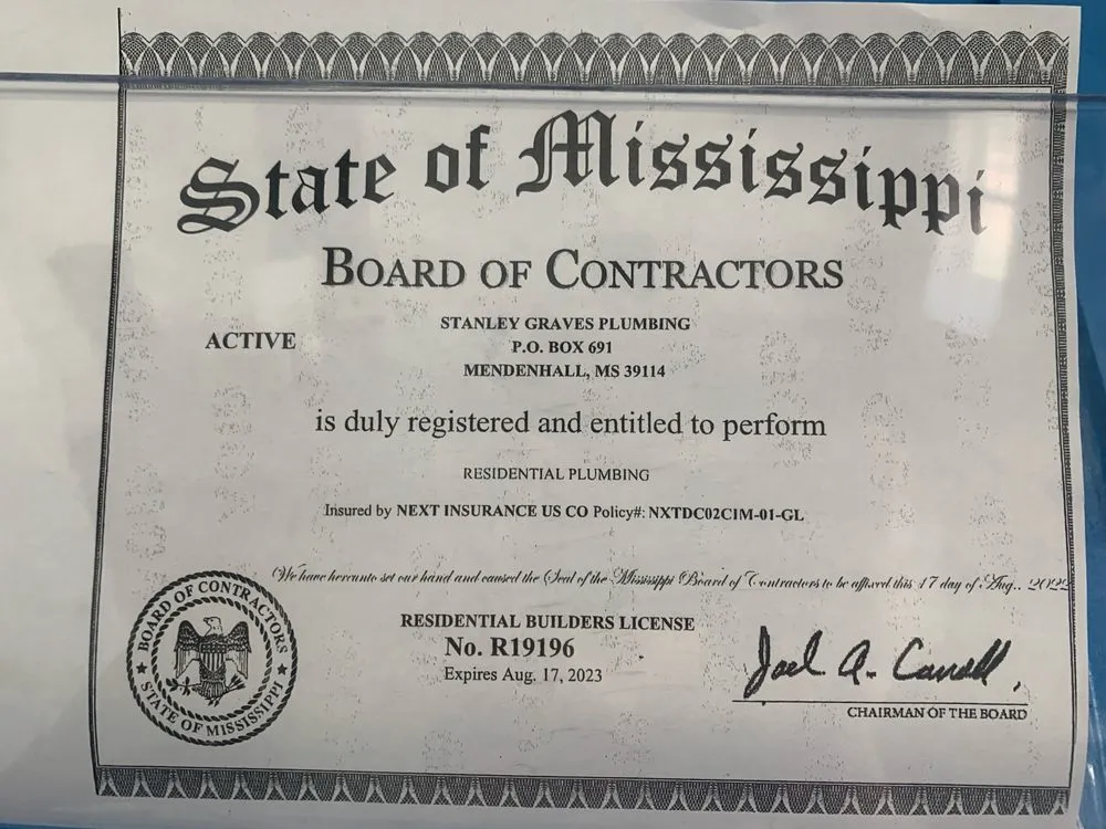 Slide of Stanley Graves Plumbing