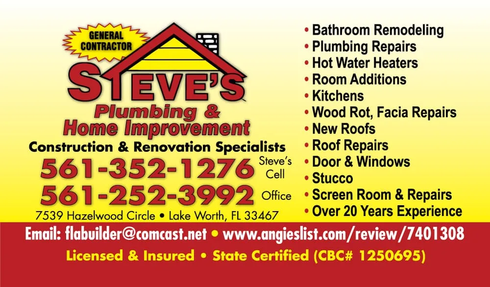 Professional leak detection experts serving lake worth, FL - Steve's Home Improvement - Palm Beach