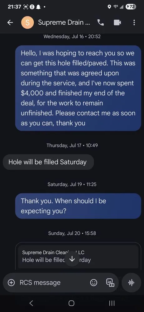 Slide of Supreme Drain Cleaning