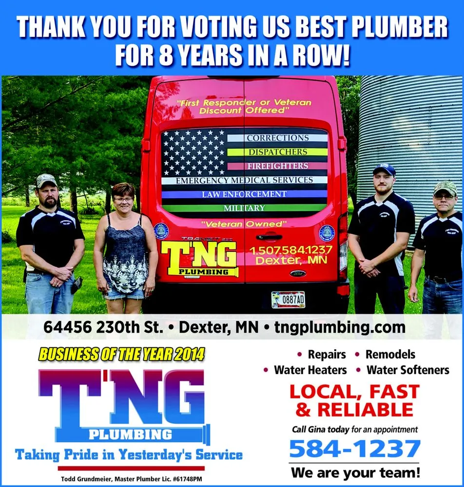 Affordable drain cleaning in Dexter, MN by T 'N G Plumbing