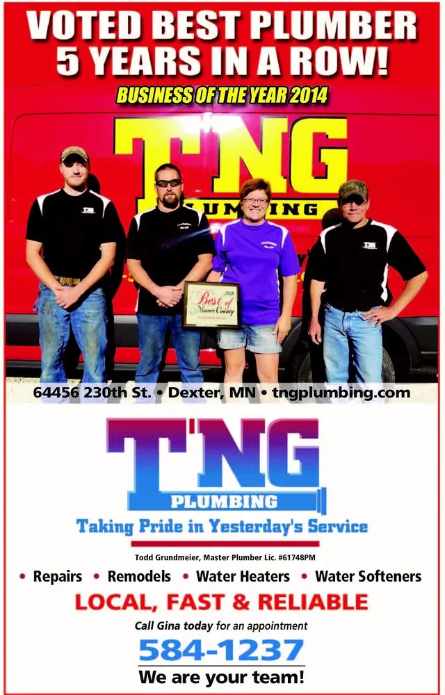 Trusted plumbing repair in Dexter, MN by T 'N G Plumbing