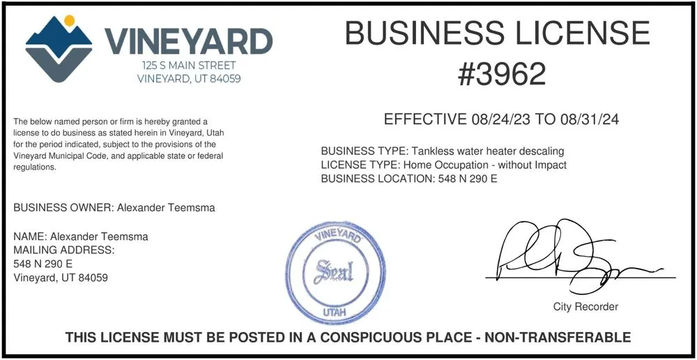 Slide of Tankless Water Heater Descaling