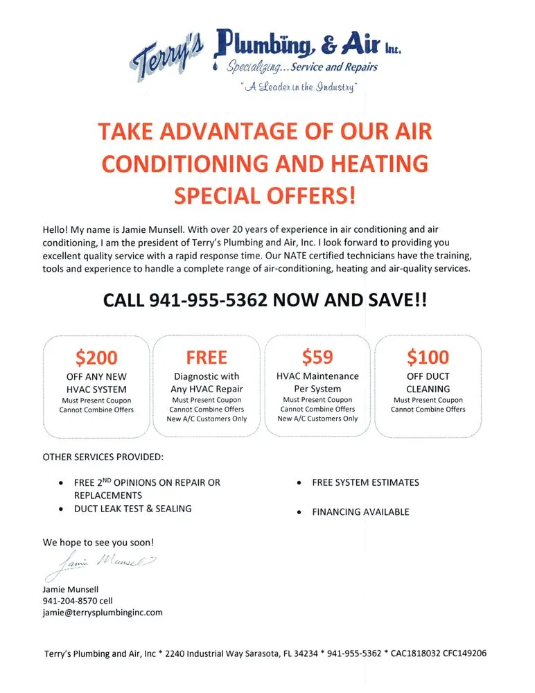 Top-rated water heater service in Sarasota, FL by Terry's Plumbing Air & Energy