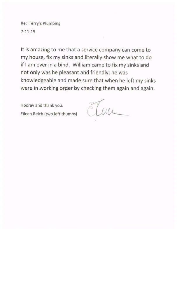 Slide of Terry's Plumbing