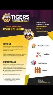 Tigers Inside & Out Home Maintenance Logo
