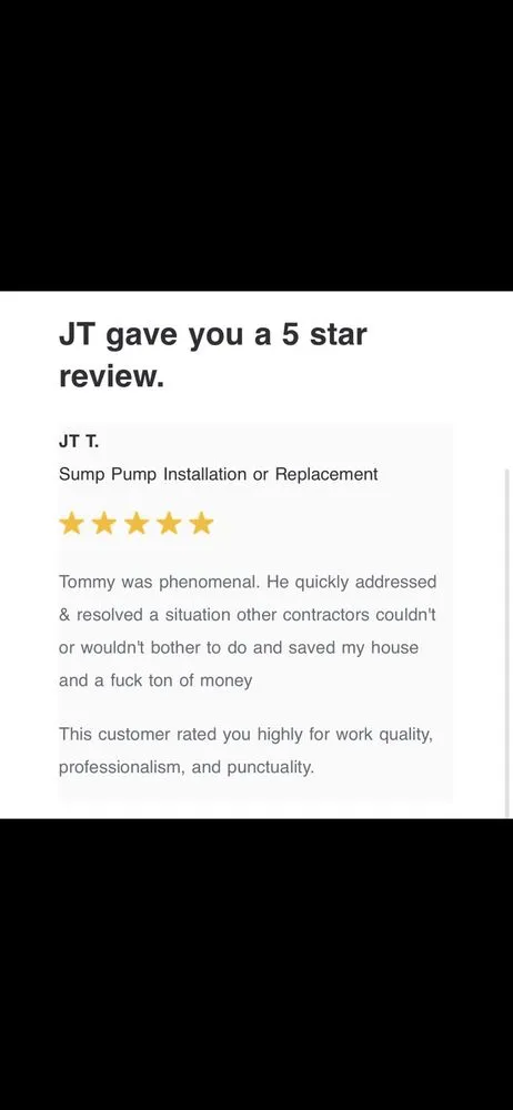 Slide of Tommy Tees Plumbing