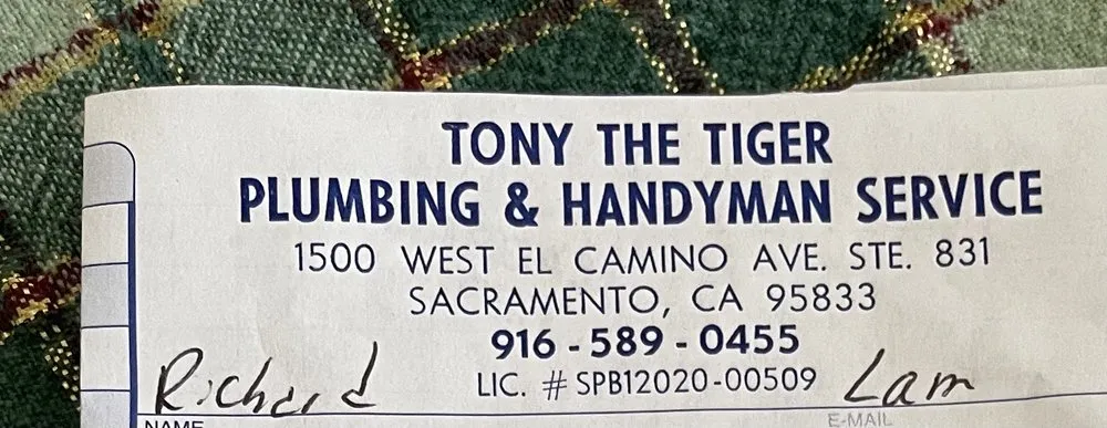 Slide of Tony the Tiger Plumbing and Handyman Service