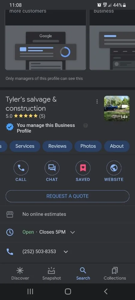 Slide of Tyler's Salvage & Construction