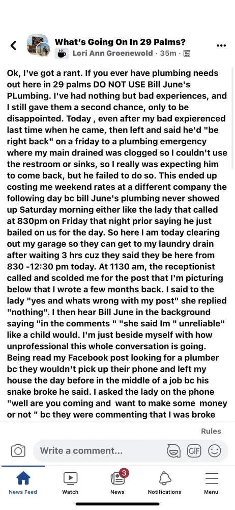 Slide of US Rooter Service & Bill June Plumbing