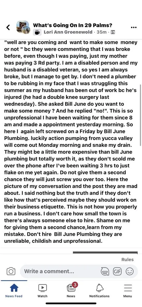 Slide of US Rooter Service & Bill June Plumbing