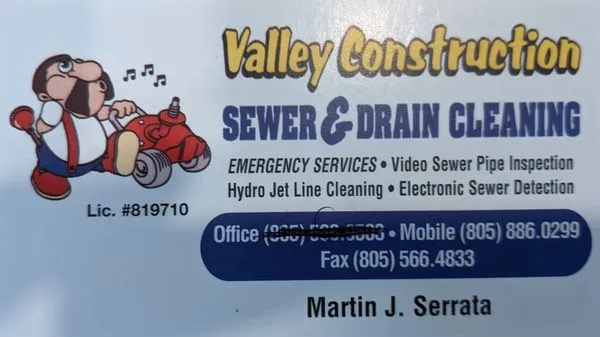 Valley Construction Sewer & Drain Cleaning Logo