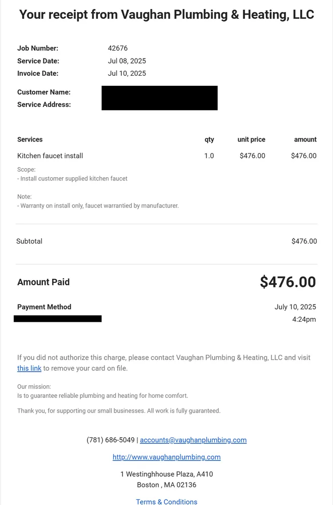 Slide of Vaughan Plumbing and Heating