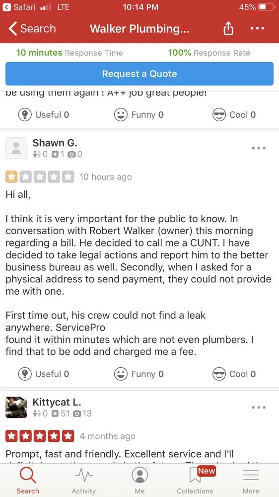 Slide of Walker Plumbing