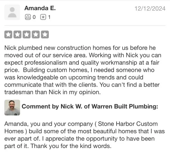 Slide of Warren Built Plumbing