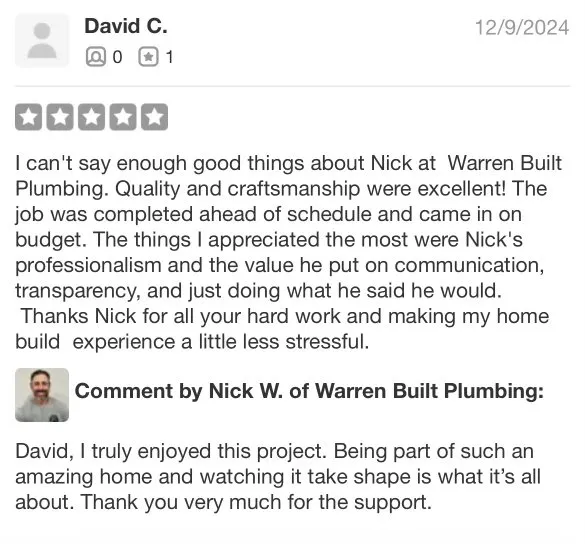 Slide of Warren Built Plumbing