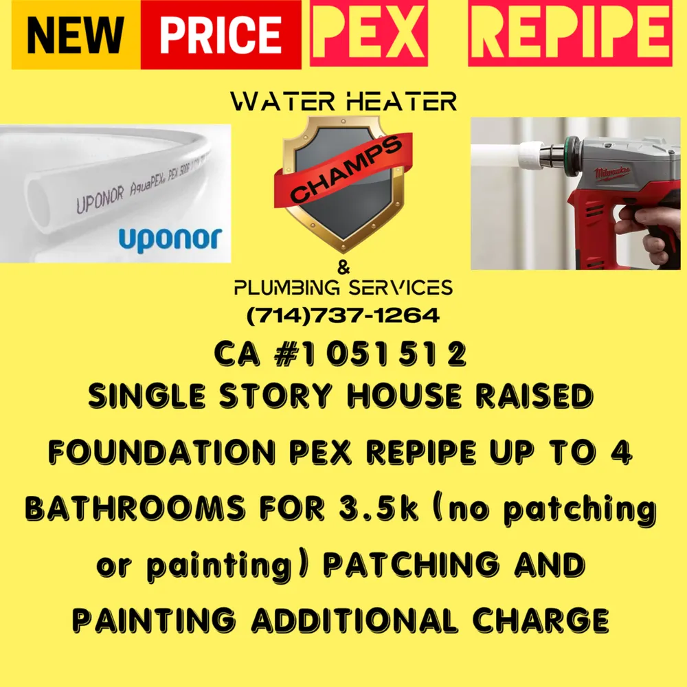 Slide of Water Heater Champs & Plumbing Services