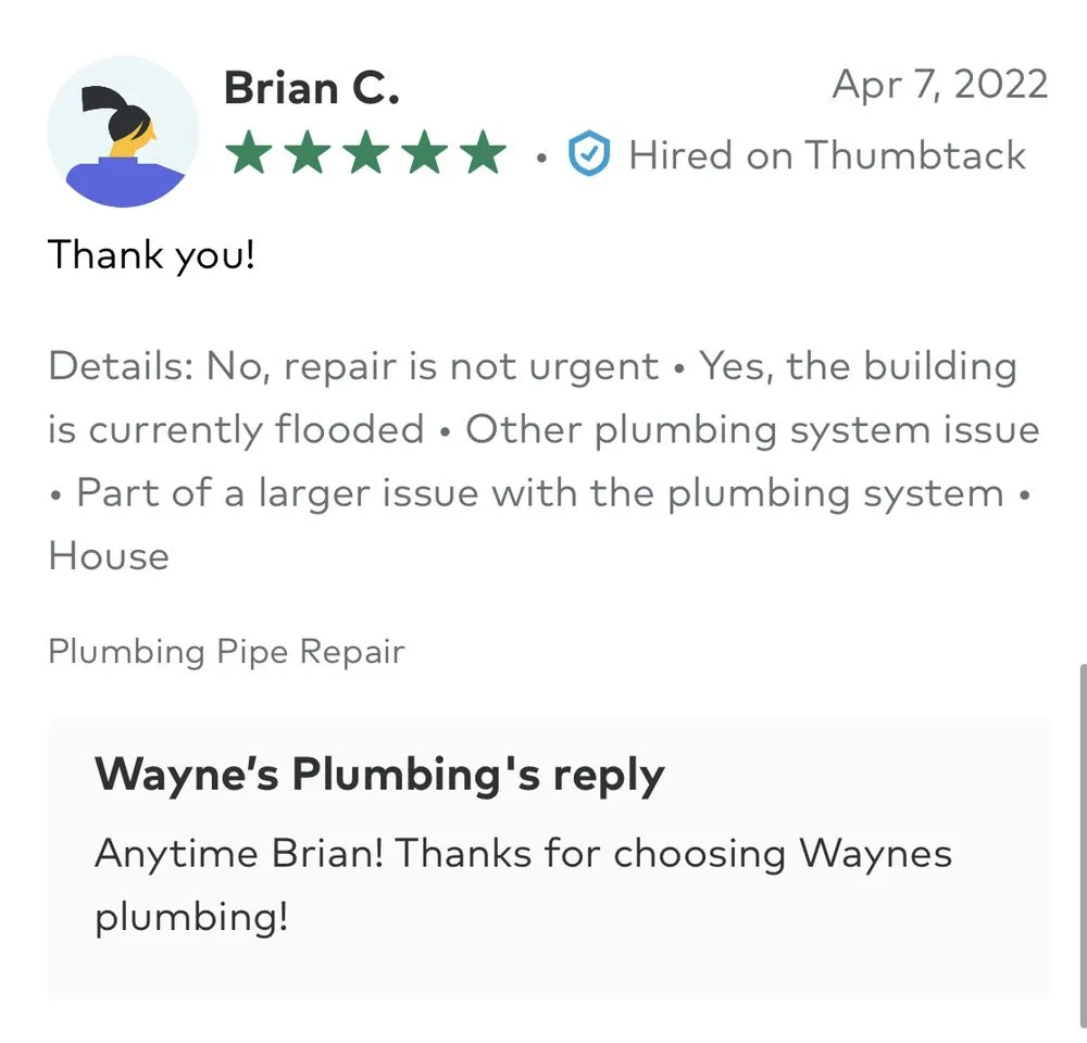Slide of Wayne's Plumbing