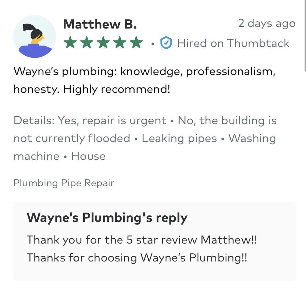 Slide of Wayne's Plumbing