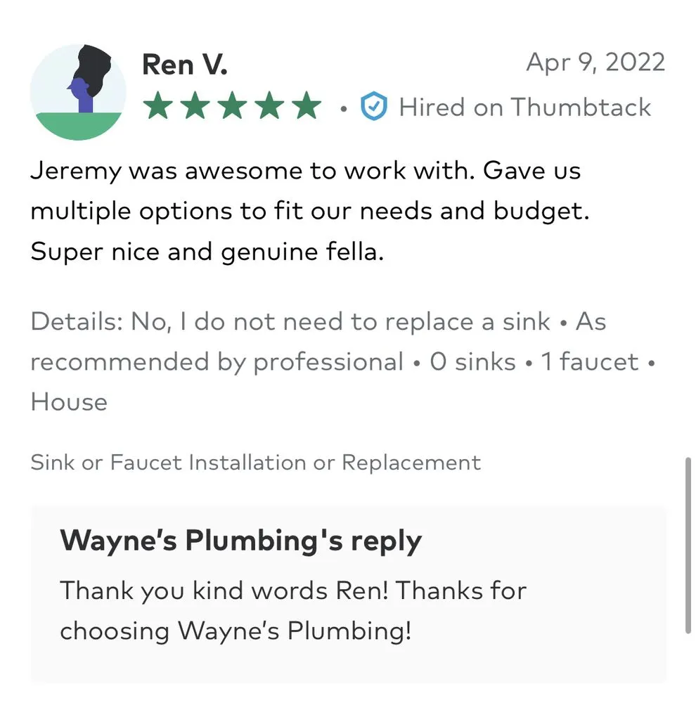 Slide of Wayne's Plumbing