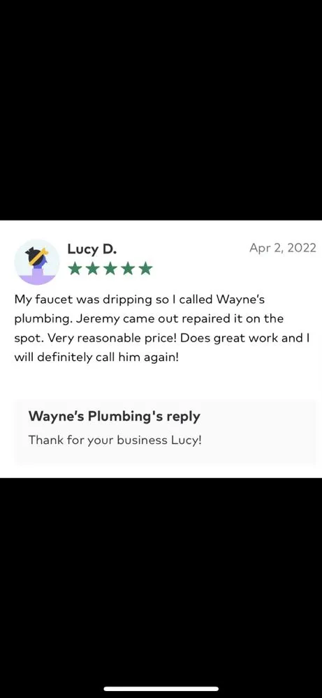 Slide of Wayne's Plumbing