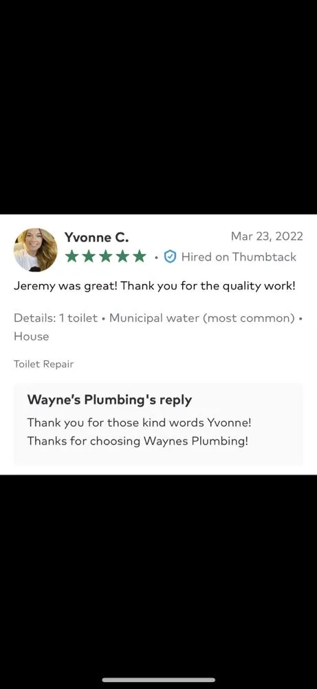 Slide of Wayne's Plumbing