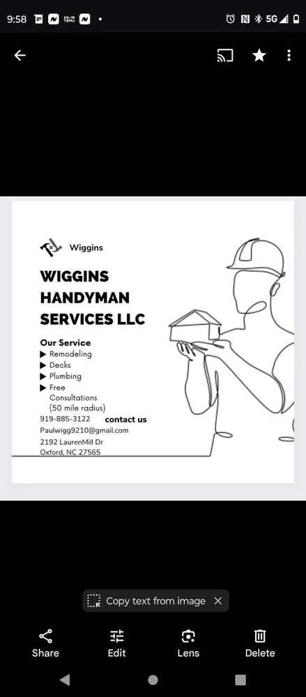 Slide of Wiggins Handyman Services