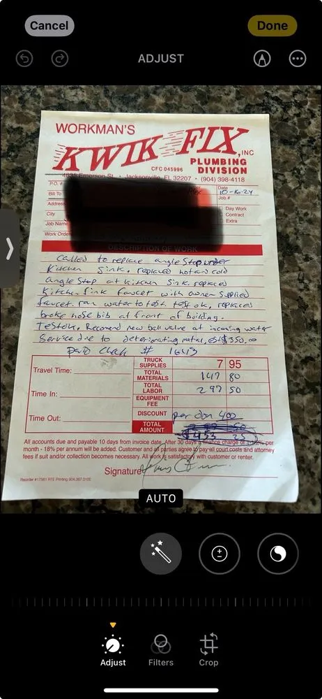 Slide of Workman's Kwik Fix