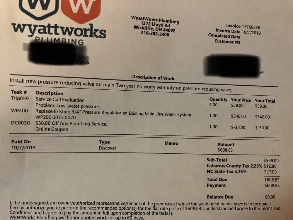 Slide of WyattWorks Plumbing Charlotte