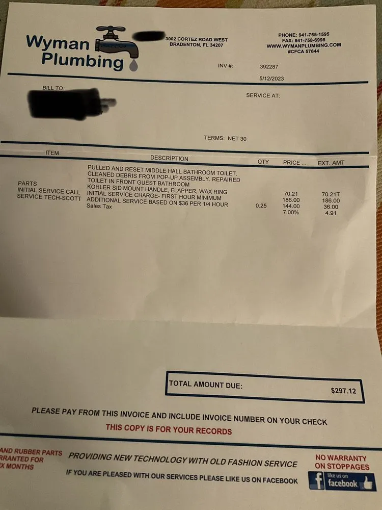 Slide of Wyman Plumbing