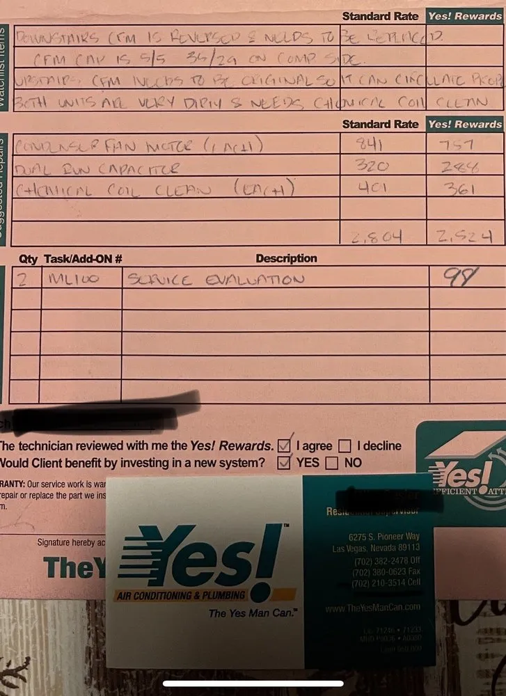 Slide of YES! Las Vegas Air Conditioning & Plumbing