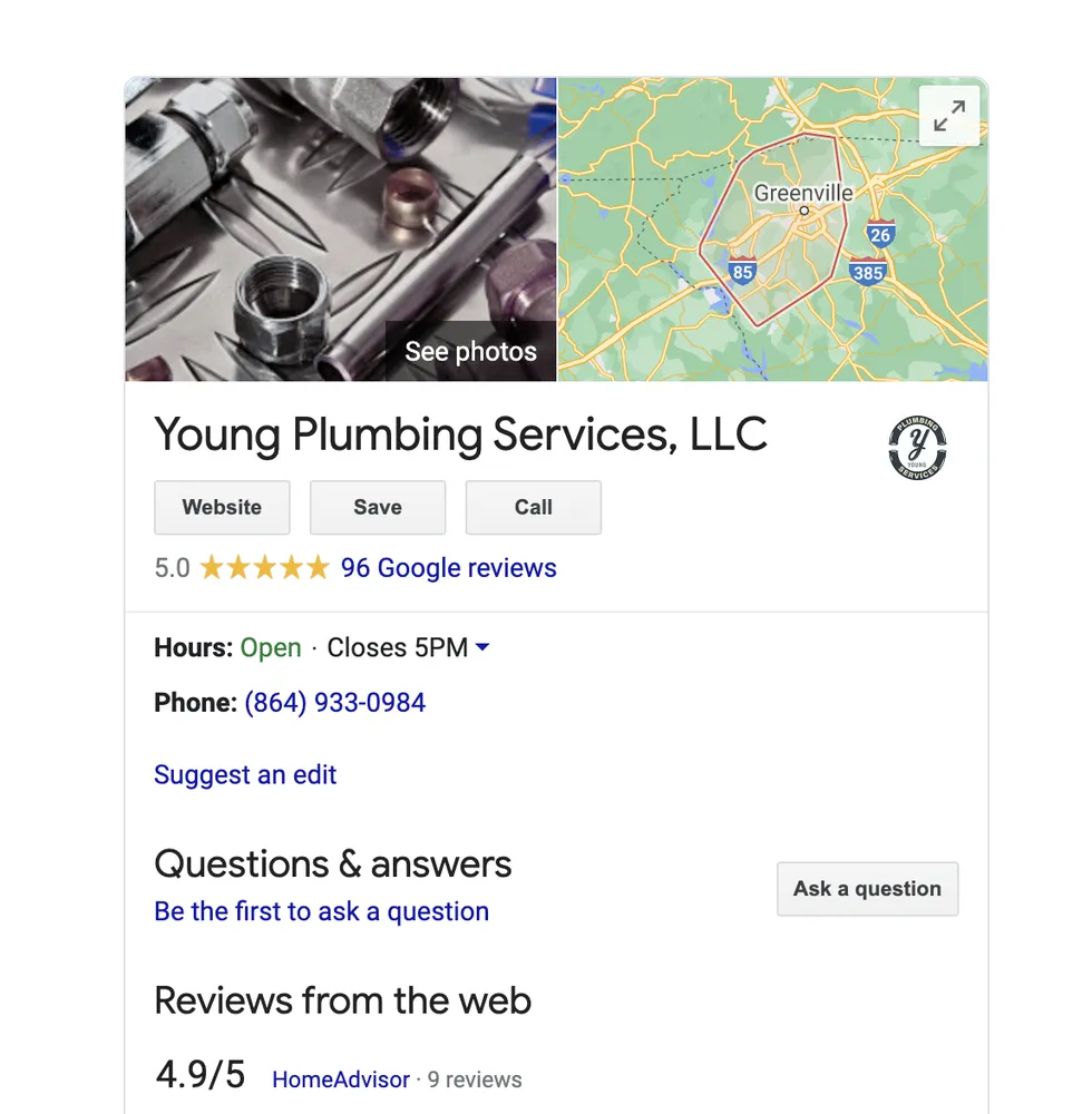 Slide of Young Plumbing Services