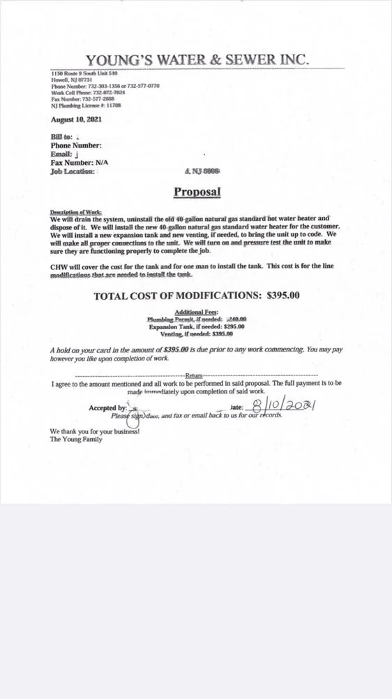 Slide of Young's Water and Sewer